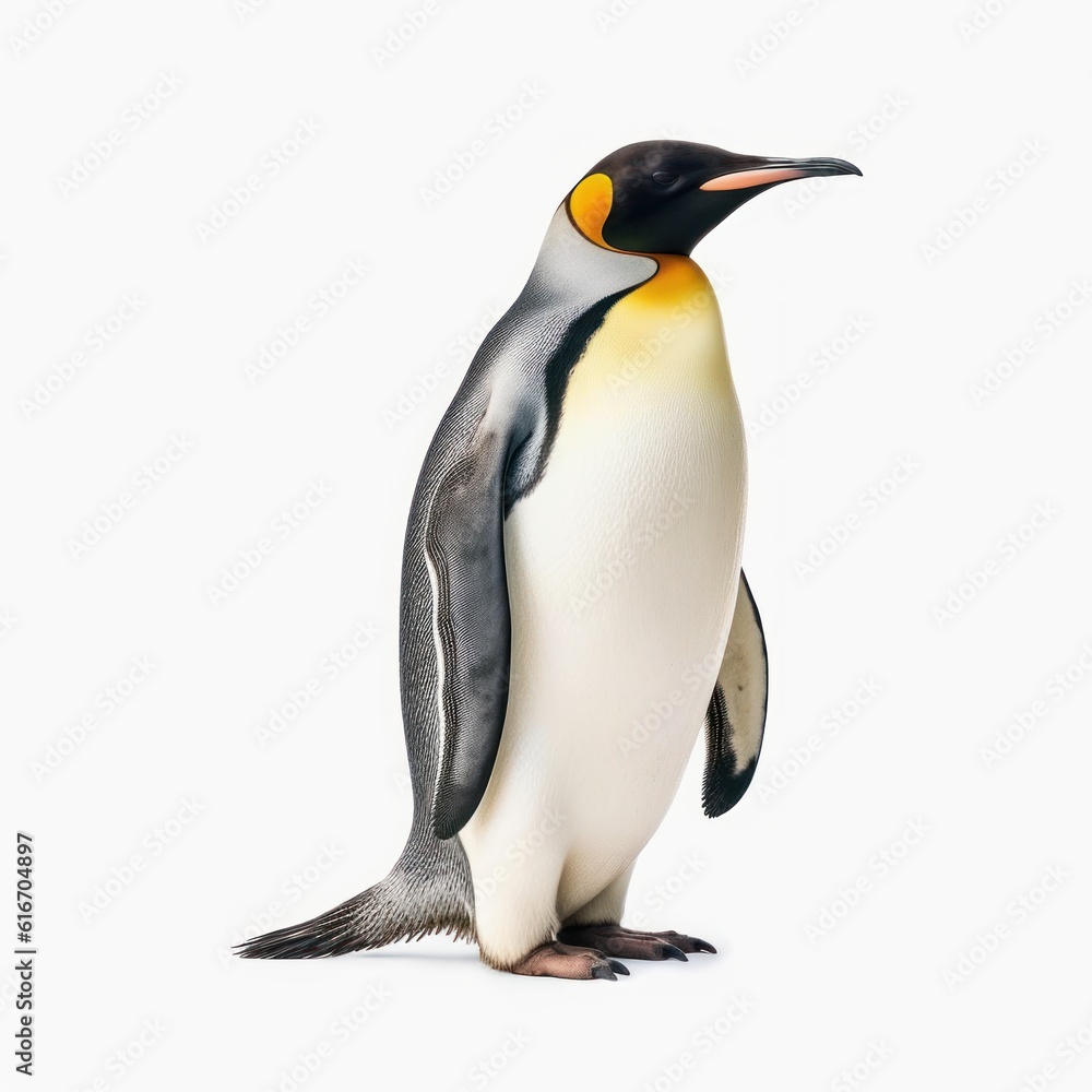 Fototapeta premium Emperor penguin Water Animal. Isolated on White Background. Generative AI.
