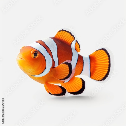 Clownfish Water Animal. Isolated on White Background. Generative AI.