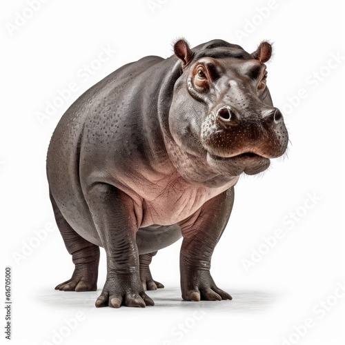 Hippopotamus Savanna Animal. Isolated on White Background. Generative AI.