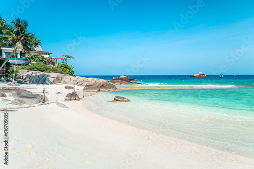 white beach on tropical island