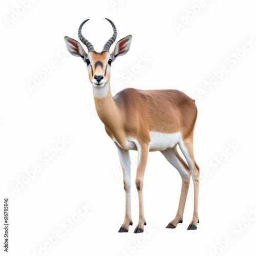 Impala Savanna Animal. Isolated on White Background. Generative AI.