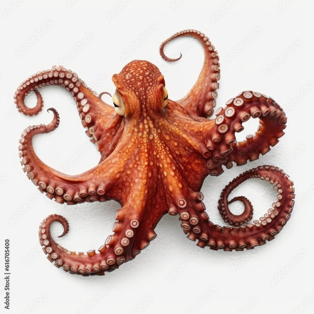 Octopus Water Animal. Isolated on White Background. Generative AI. Octopus Water Animal. Isolated on White Background. Generative AI.
