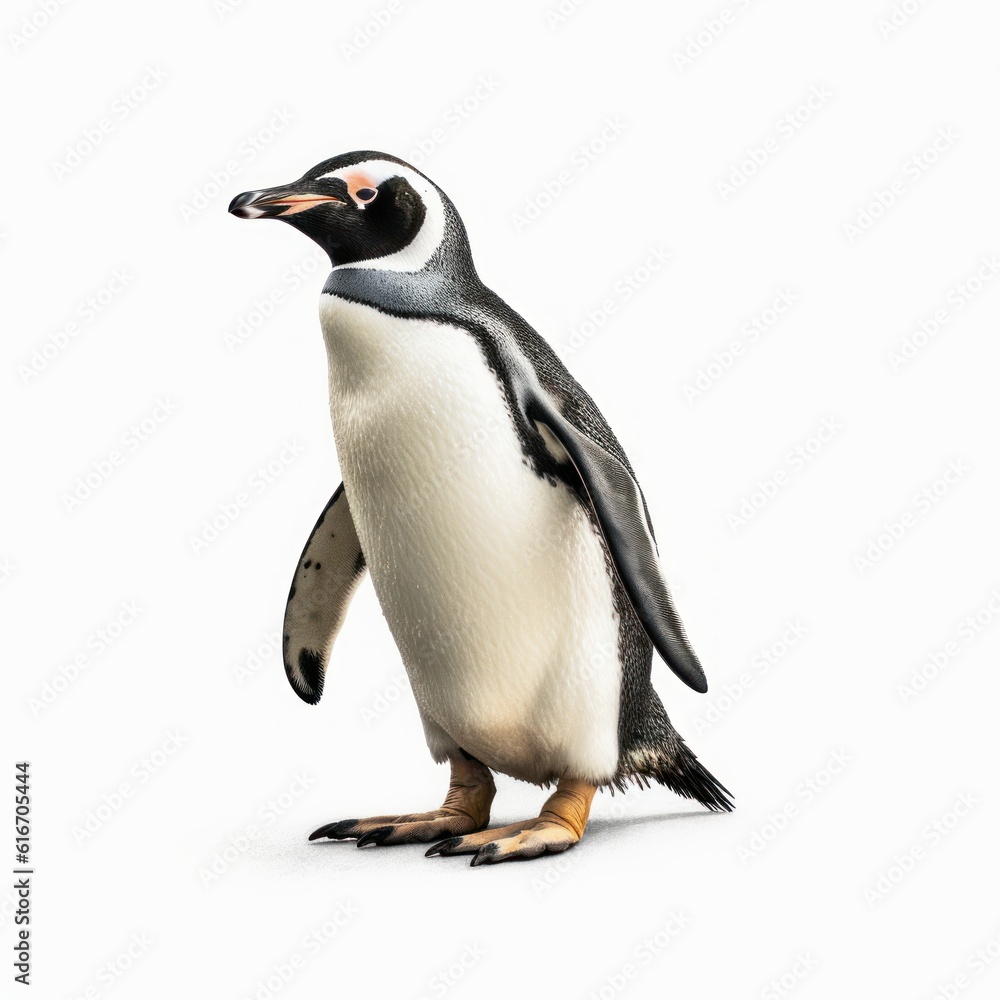 Penguin Water Animal. Isolated on White Background. Generative AI. Penguin Water Animal. Isolated on White Background. Generative AI.