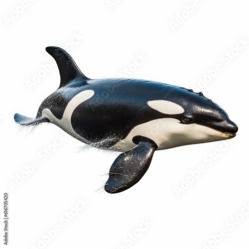 Orca  Killer whale  Water Animal. Isolated on White Background. Generative AI.