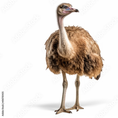 Ostrich Savanna Animal. Isolated on White Background. Generative AI.