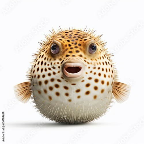 Pufferfish Water Animal. Isolated on White Background. Generative AI.