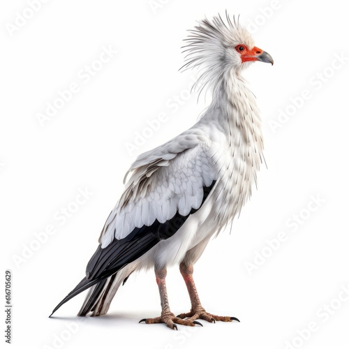 Secretary Bird Savanna Animal. Isolated on White Background. Generative AI.