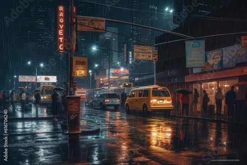 city ​​view at night and when it rains © jambulart