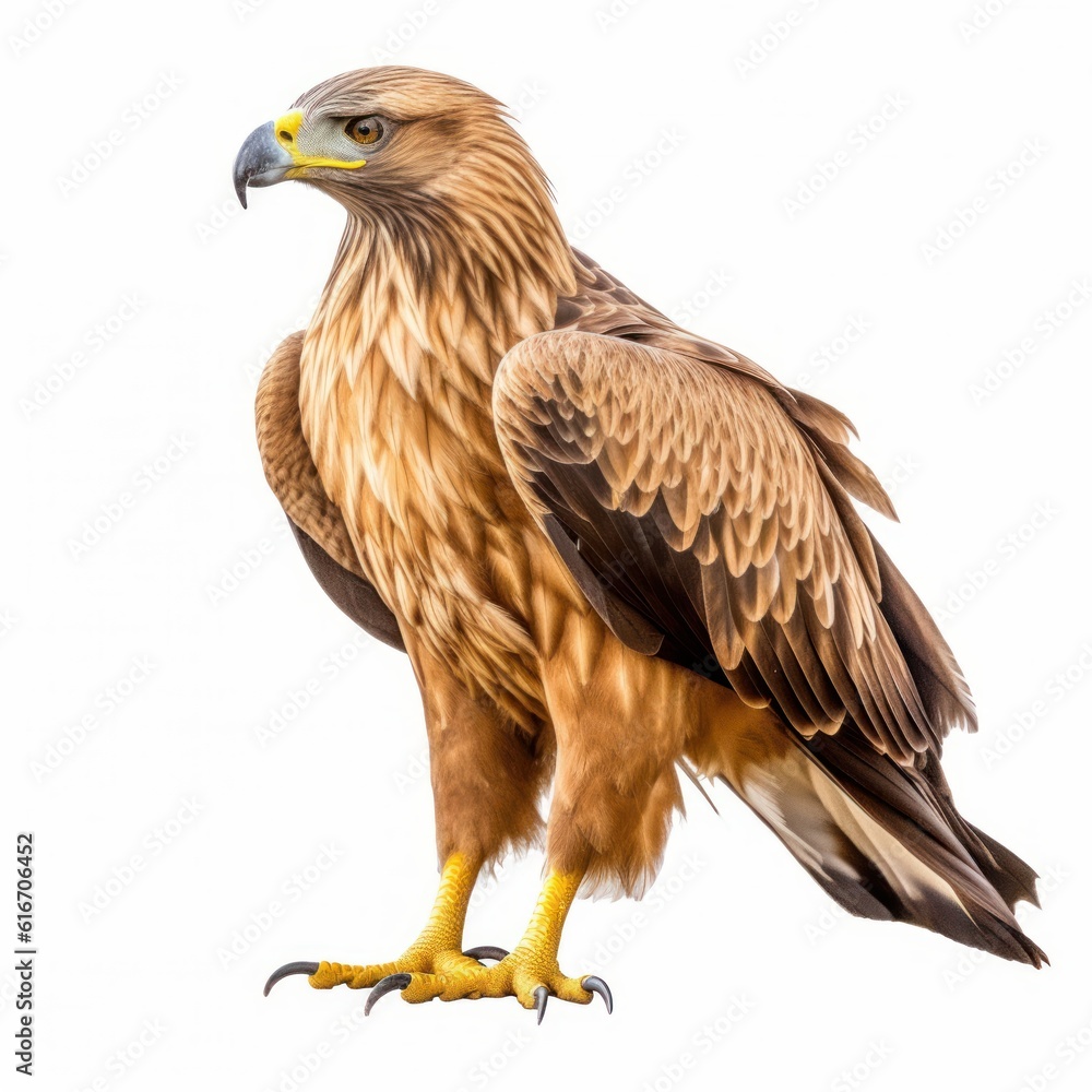 Obraz premium Tawny Eagle Savanna Animal. Isolated on White Background. Generative AI.