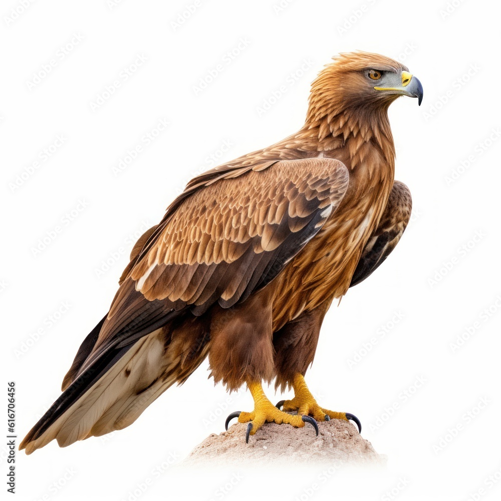 Tawny Eagle Savanna Animal. Isolated on White Background. Generative AI. Tawny Eagle Savanna Animal. Isolated on White Background. Generative AI.