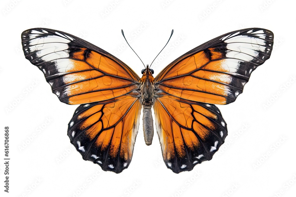 Fototapeta premium Romantic Flutter. Beautiful Butterfly in Nature, Isolated on White Background