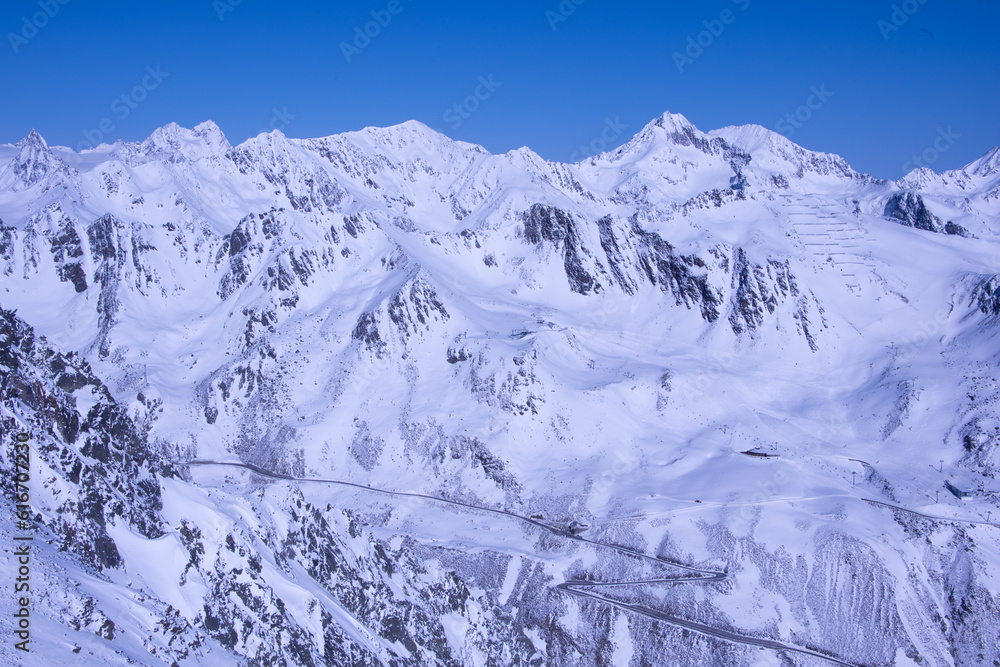 Alpine ski resort in Sölden in Otztal Alps, Tirol, Austria	
