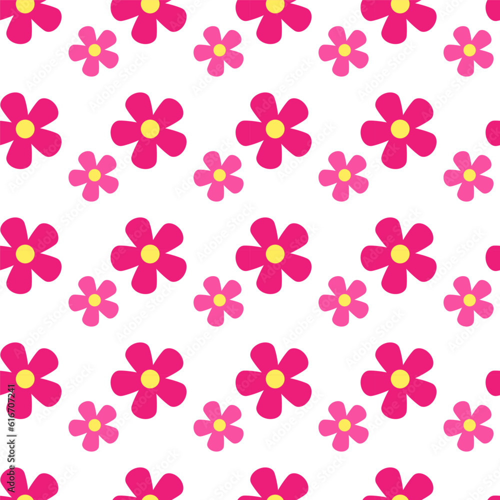 Blossom Blooms: Flat Vector Flower Seamless Pattern
