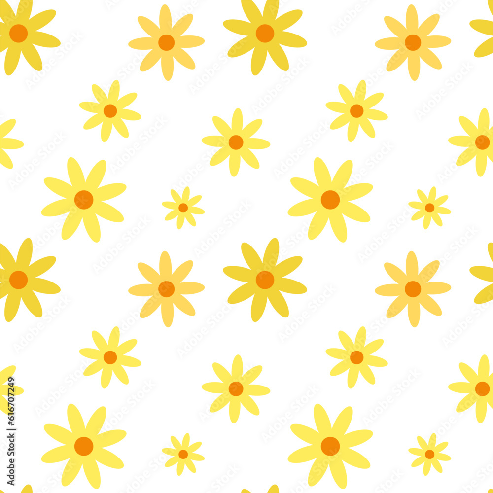 Blossom Blooms: Flat Vector Flower Seamless Pattern Blossom Blooms: Flat Vector Flower Seamless Pattern