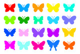 Butterfly silhouette vector set. Layered template for laser or paper cutting, printing on a T-shirt, mug. Insects cut files. Flat style. Hand drawn decorative element for your design.	