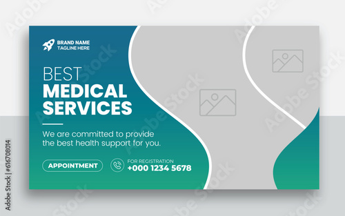 Medical healthcare youtube thumbnail and web banner template | Medical healthcare web banner template and video thumbnail | Editable promotion banner design