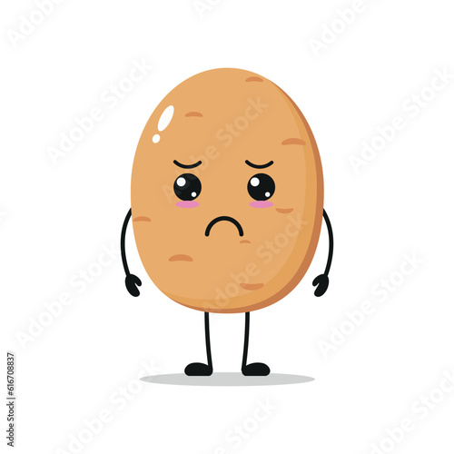 Cute sad potato character. Funny unhappy potato cartoon emoticon in flat style. vegetable emoji vector illustration