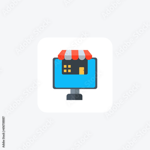 Online Shop, Shopping, Ecommerce Vector Flat Icon
