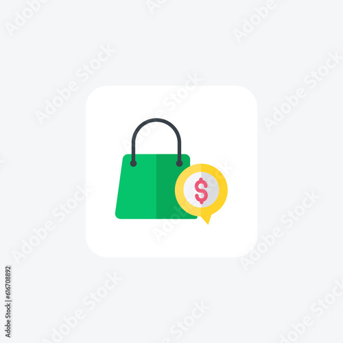 Shopping, Dollar, Money, Currency Vector Flat Icon