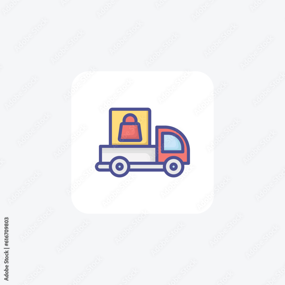 Truck With Parcel Vector Fill Icon Truck With Parcel Vector Fill Icon