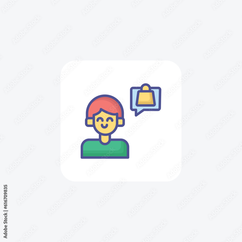 Happy User, Shopping Vector Fill Icon