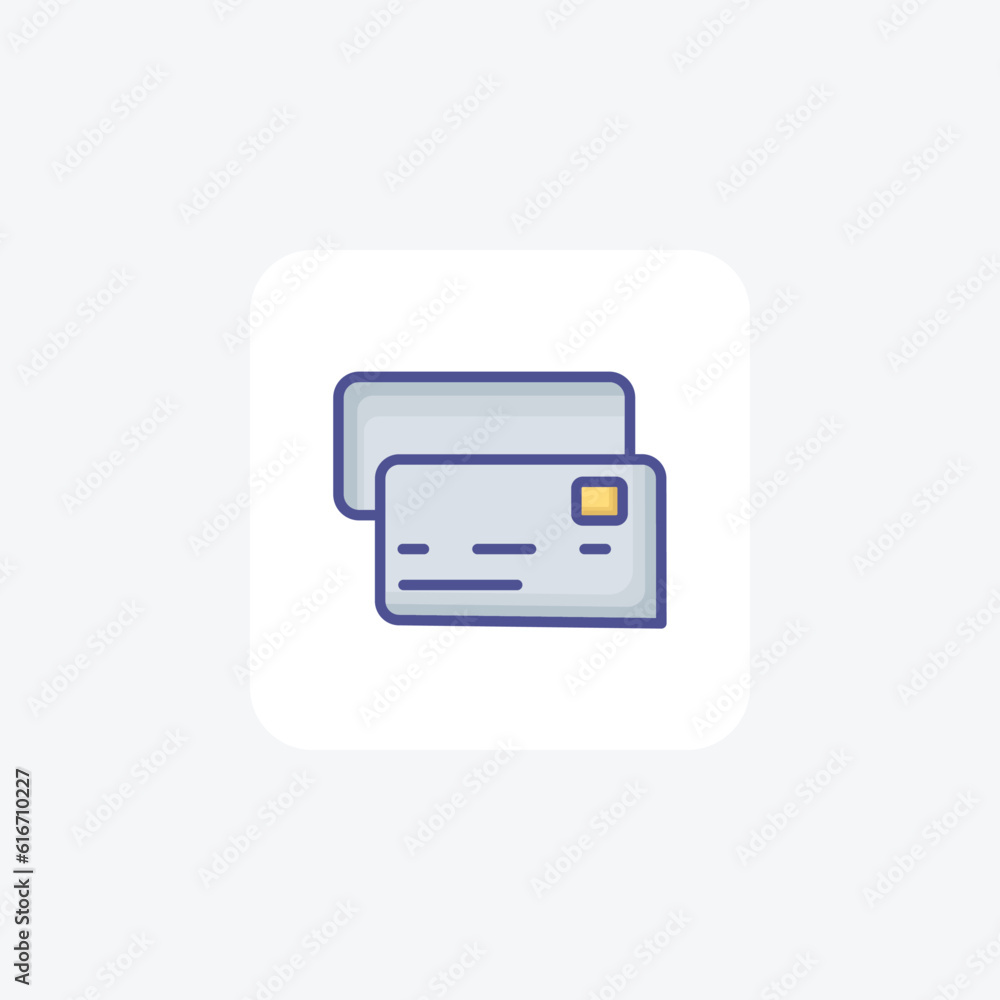 Debit Card, Credit Card, Atm Card Vector Outline Filled Icon Debit Card, Credit Card, Atm Card Vector Outline Filled Icon