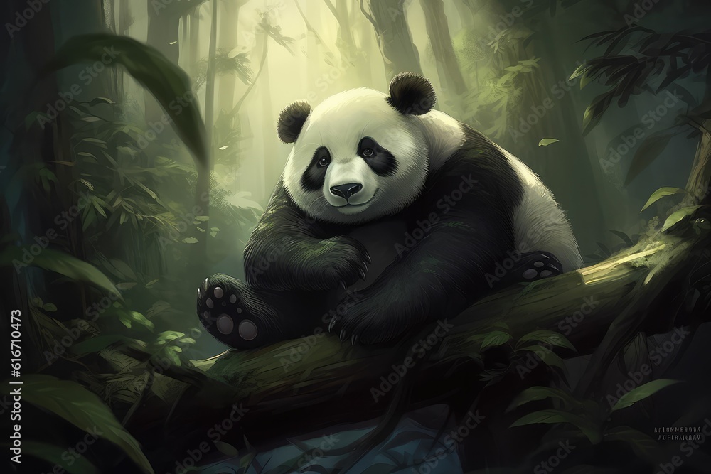 Giant Panda Cub up in a tree Giant Panda Cub up in a tree