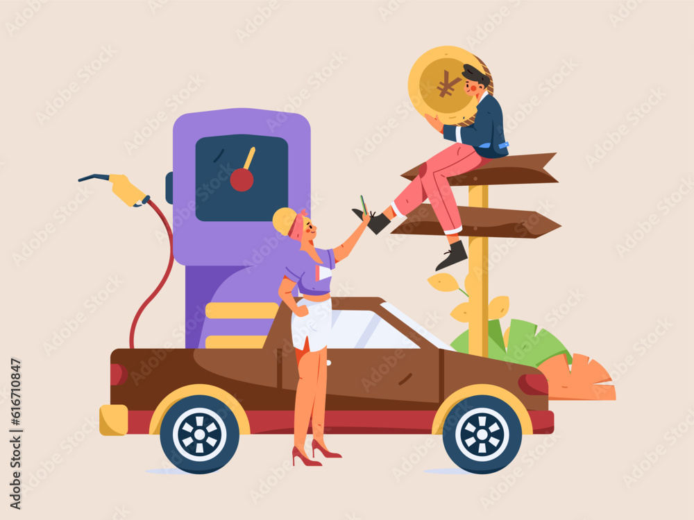 Vector internet operation hand-drawn illustration of people getting discounts for car refueling
Vector internet operation hand-drawn illustration of people getting discounts for car refueling