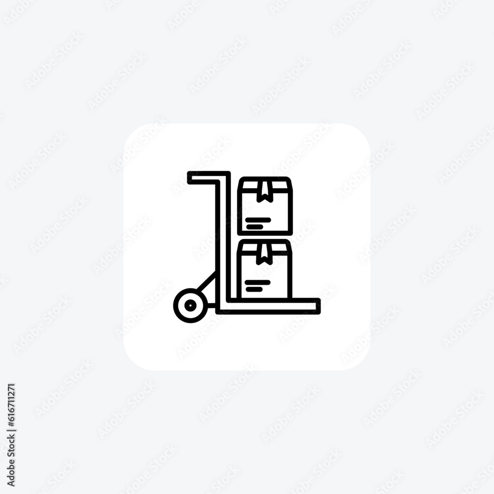 Fork Lift, Parcels Vector Line Icon