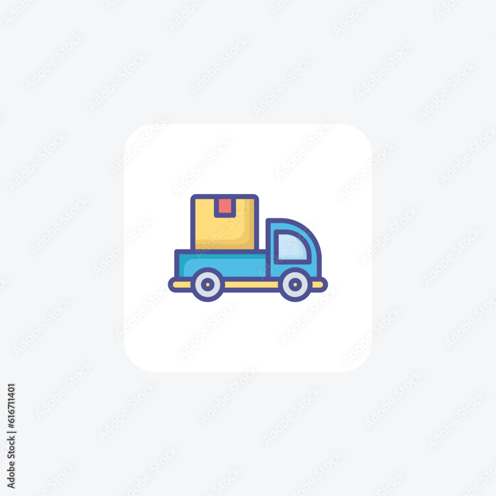 Delivery Van, Shippping, Loading Vector Outline Filled Icon Delivery Van, Shippping, Loading Vector Outline Filled Icon