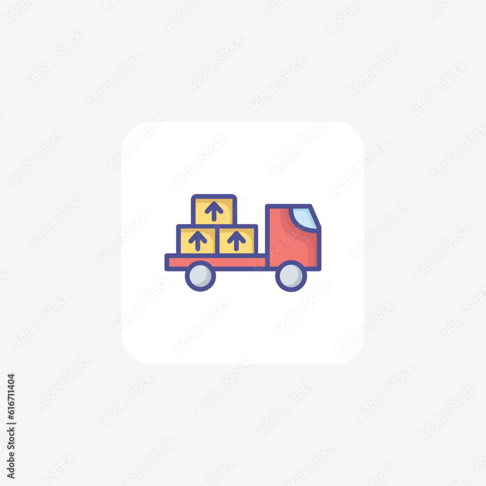Fototapeta premium Mini Truck, Loading Truck, Shipping Vector Outline Filled Icon