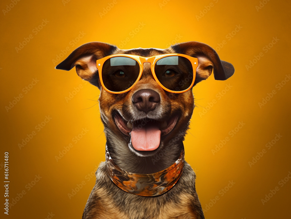 Sunshine Paws: The Cool Canine with a Smile and Stylish Shades made With Generative AI - cute, dog, happy