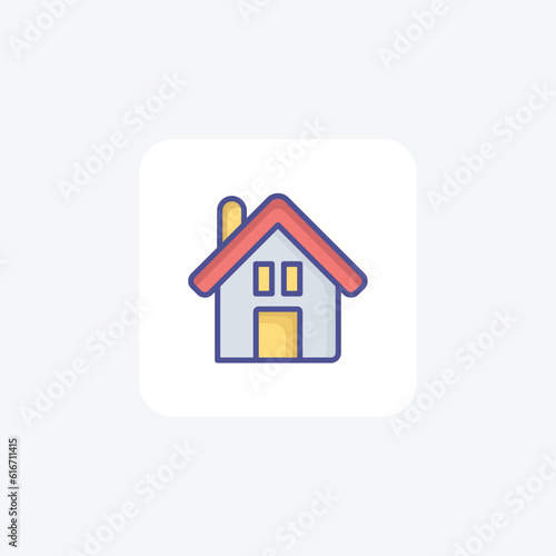 House, Real Estate, Residence, Property Vector Outline Filled Icon