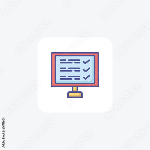 Check List In Computer Vector Outline Filled Icon © Blinix Solutions