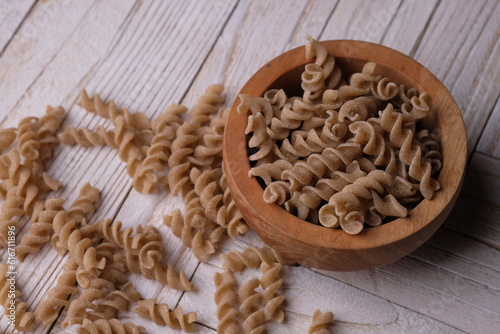 buckwheat are plants whose seeds can be processed into flour. However, horse wheat does not belong to the cereal family like wheat. Fagopyrum esculentum. Pasta spiral buckwheat. Gluten free pasta