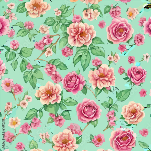 Seamless patterns of flowers and trees and , repeating patterns design, fabric art, flat illustration, highly detailed clean, vector image, photorealistic masterpiece, professional photography, 