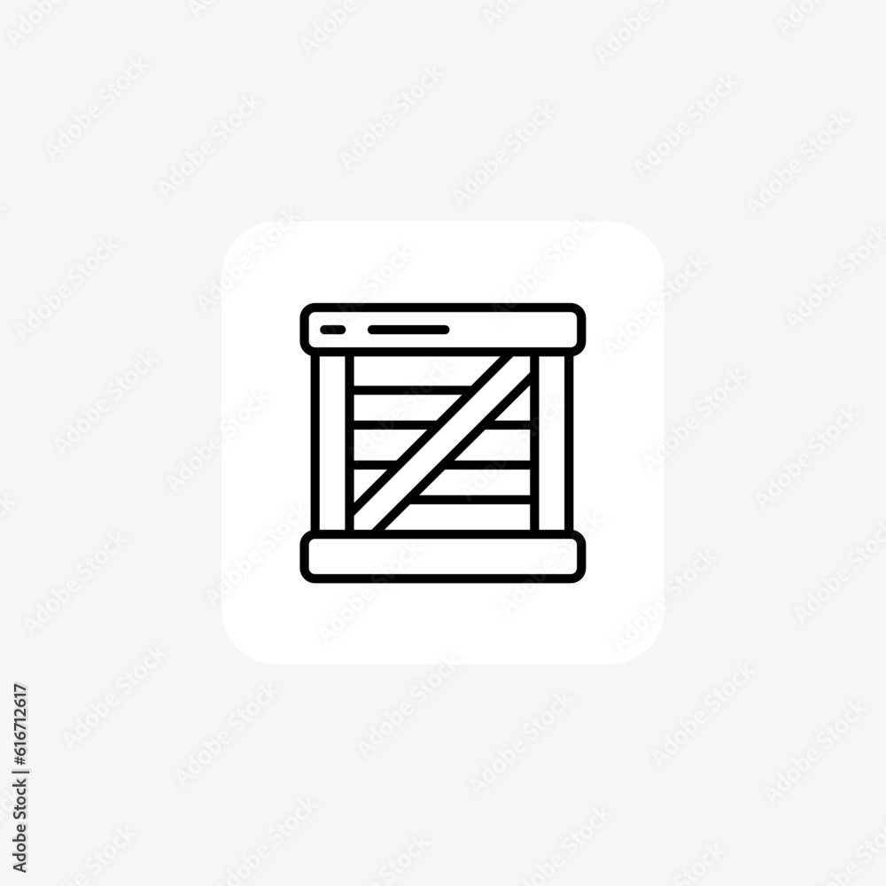 Wooden Box, Free Shippping, Delivery Vector Line Icon Wooden Box, Free Shippping, Delivery Vector Line Icon