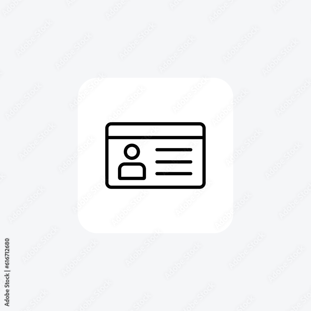 User Card, Profile, Employee Card Vector Line Icon