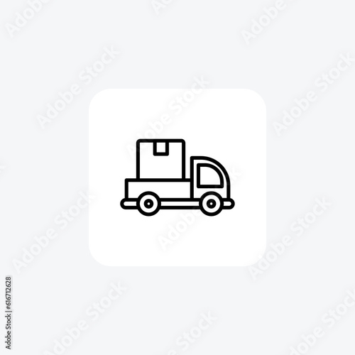 Delivery Van, Shippping, Loading Vector Line Icon