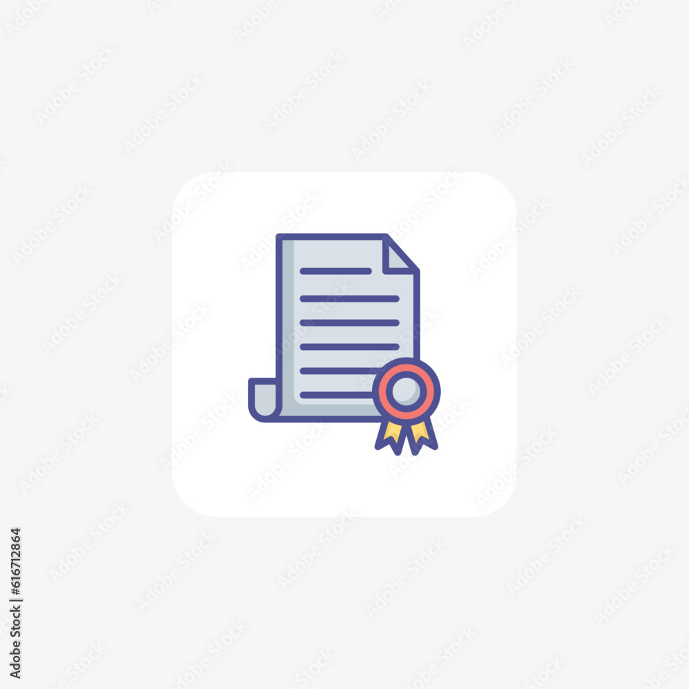 Certificate, reward, prize Vector Outline Filled Icon Certificate, reward, prize Vector Outline Filled Icon