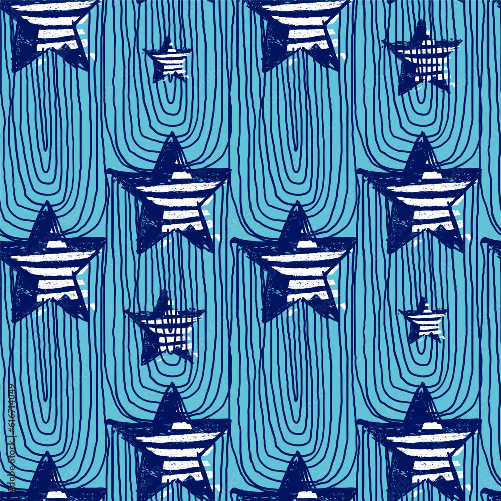 Abstract seamless pattern with stars. Grunge background with star silhouette. Grungy star endless print for sport textile or fashion clothes. Wrapping paper. Sketch geometric ornament Abstract seamless pattern with stars. Grunge background with star silhouette. Grungy star endless print for sport textile or fashion clothes. Wrapping paper. Sketch geometric ornament