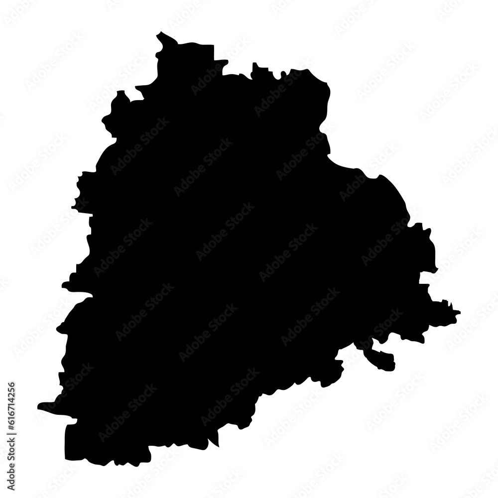 Telangana state map, administrative division of India. Vector illustration.