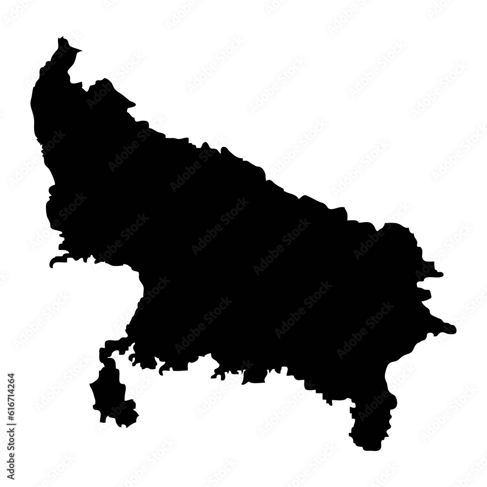Uttar Pradesh state map, administrative division of India. Vector illustration.