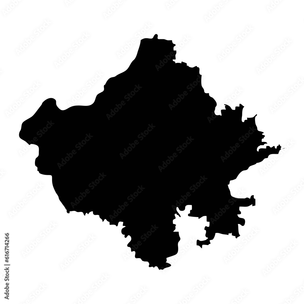 Rajasthan state map, administrative division of India. Vector illustration.