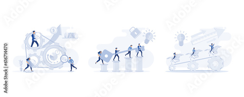 Business people working together in team, the concept of teamwork, Creative Idea Teamwork Concept. set flat modern vector illustration