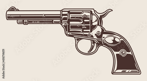 Tela Weapon revolver monochrome vintage logotype