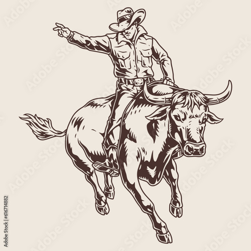 Rodeo event vintage label monochrome