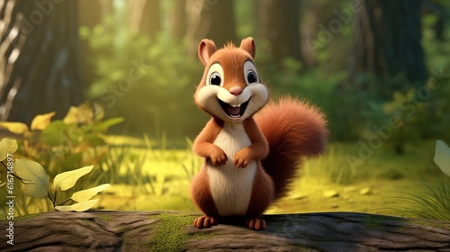 Cute little squirrels, some wearing hats and scarves and some wearing glasses, are created by artificial intelligence in the background of the forest and the beach.