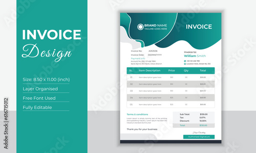 Invoice design template for business.