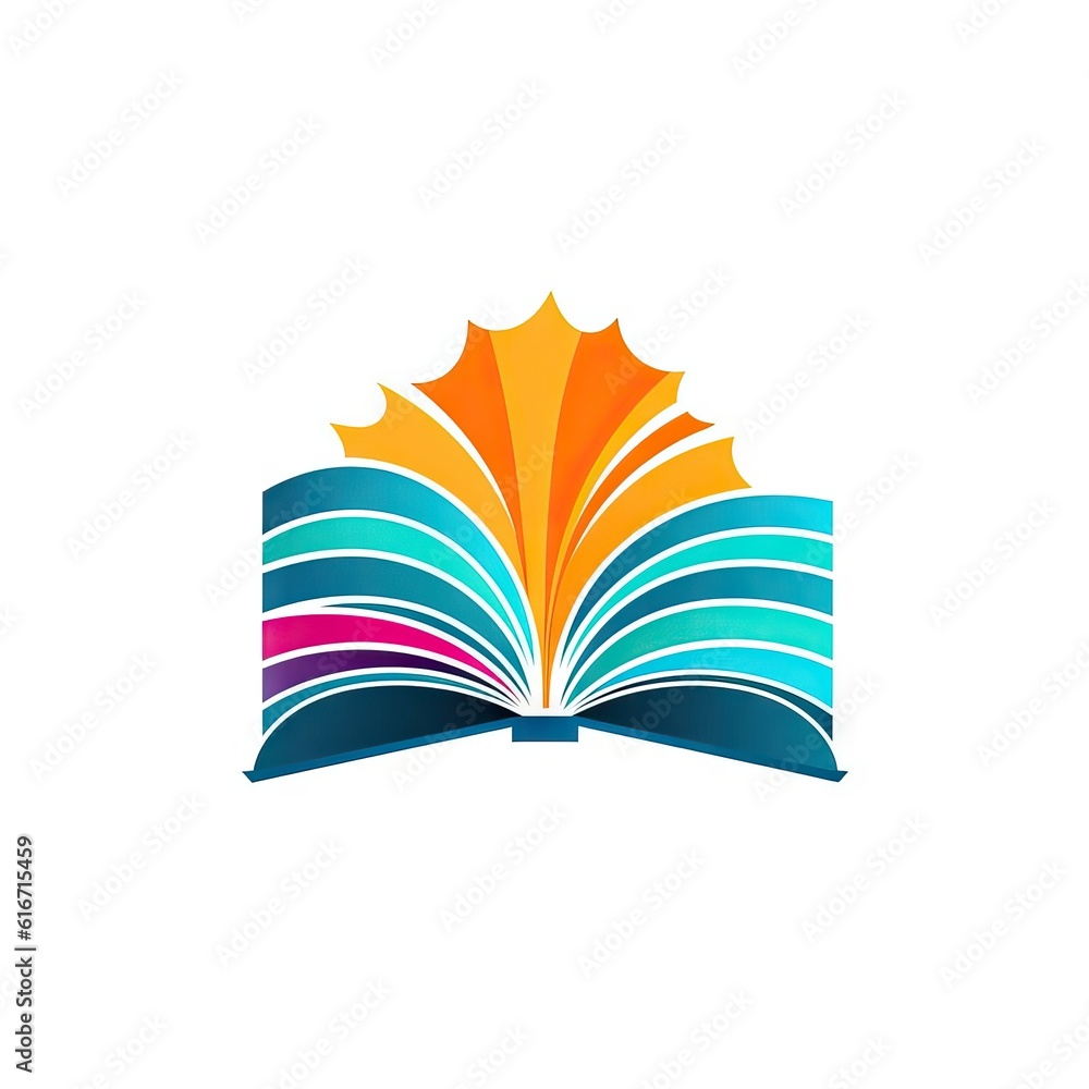 Flat-color icon of an open book with magical energy emanating from its pages, symbolizing the enchantment of reading. Generative AI. Flat-color icon of an open book with magical energy emanating from its pages, symbolizing the enchantment of reading. Generative AI.